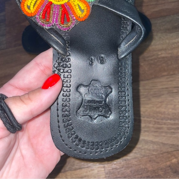 African leather Maasai Handmade beaded Sandals EU 39/ US 6-6.5 multicolored - Picture 4 of 5